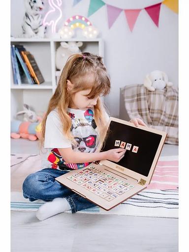 Деревянный ноутбук «Учим буквы и цифры» Art Plywood голубой, опт фото 2