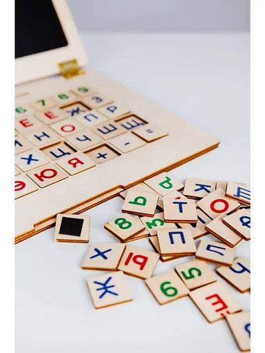 Деревянный ноутбук «Учим буквы и цифры» Art Plywood голубой, опт фото 5