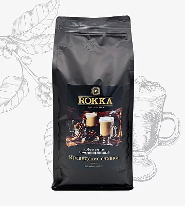 Ароматизированный кофе в зёрнах ROKKA «Ирландские сливки» 1 кг ОПТ фото 1
