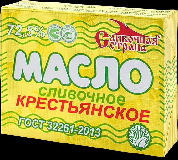 Масло сладко-сливочное несолёное «Крестьянское» 72,5% 180 грамм ОПТ фото 1