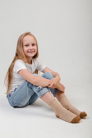 Носки детские из натуральной шерсти TOD Оймс цвет бежево-рыжий фото 2