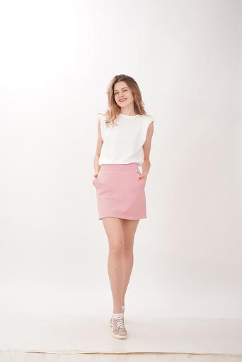 Юбка мини женская трикотажная, розовый зефир, опт фото 2