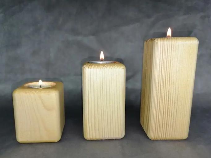 Подсвечники деревянные светлые 3 шт ОПТ фото 6