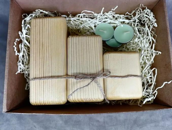 Подсвечники деревянные светлые 3 шт ОПТ фото 7