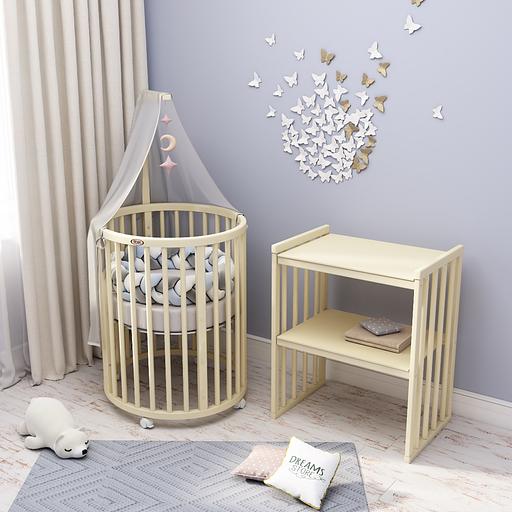 Круглая кровать-трансформер 8 в 1 Dreams, Премиум, слоновая кость, опт фото 1