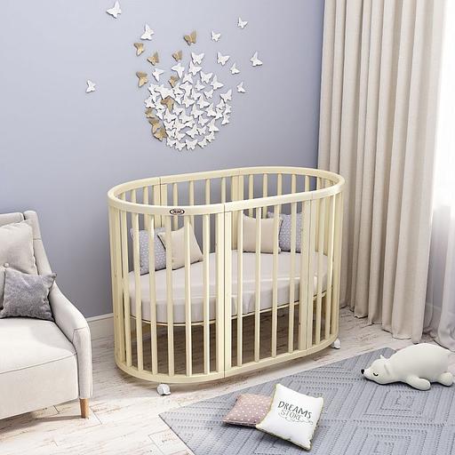 Круглая кровать-трансформер 8 в 1 Dreams, Премиум, слоновая кость, опт фото 3