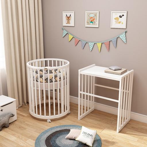 Круглая кровать-трансформер 8 в 1 Dreams, стандарт белый, опт фото 1