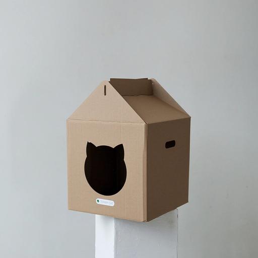Домик для кота из картона, бурый опт фото 2