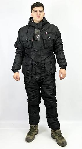 Костюм камуфляжный зимний «Горка-8» чёрный, ткань «Кошачий глаз», опт фото 1