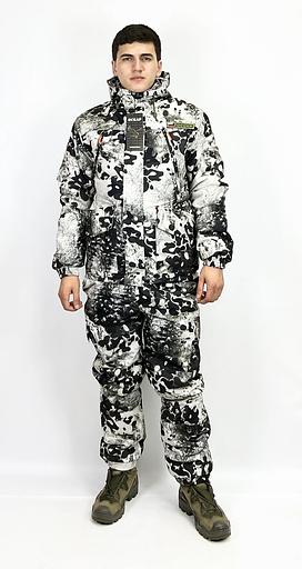 Костюм камуфляжный зимний, черно-белый, ткань «Алова», опт фото 1