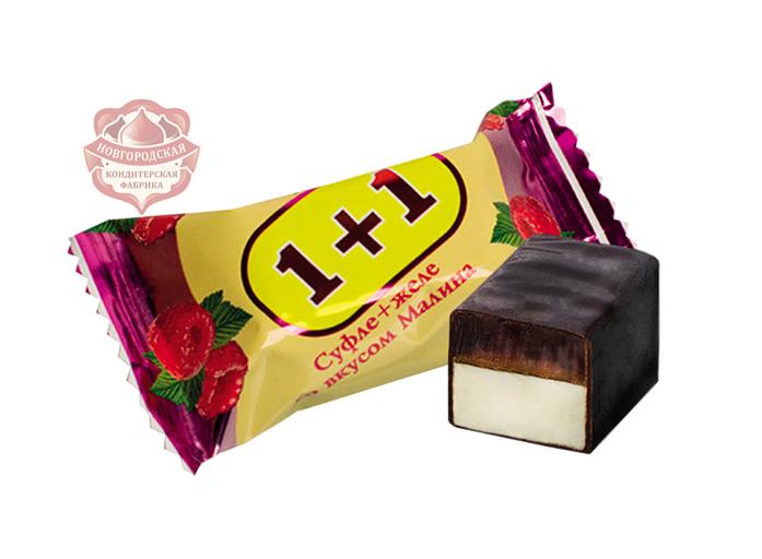 Конфеты суфле+желе «1+1» со вкусом малины фото 1