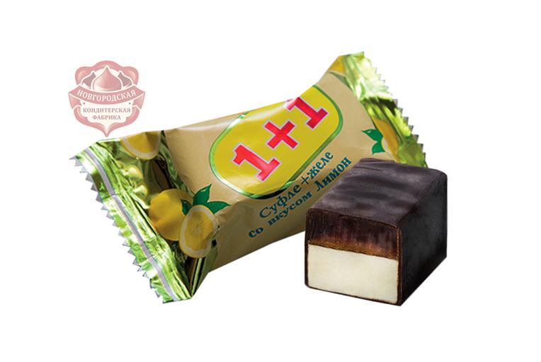 Конфеты суфле+желе «1+1» со вкусом лимона фото 1