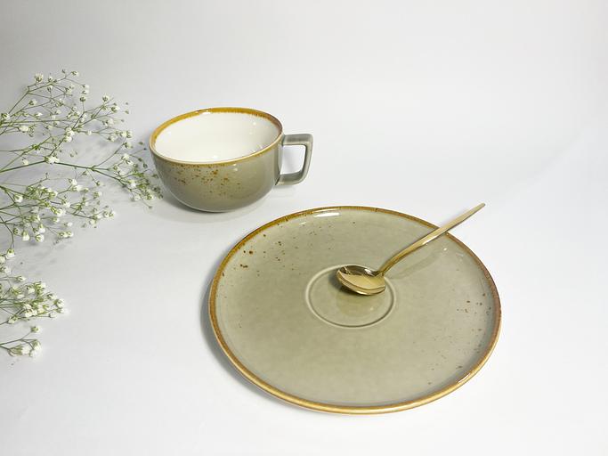 Чайная пара из фарфора 220 мл «Gray collection» NGD010-1 gray, опт фото 3