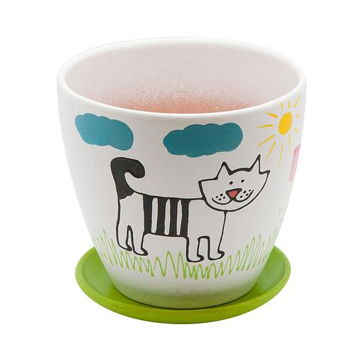 Керамический горшок с подставкой "Кот", 1,4л., Д146 Ш146 В135 фото 1