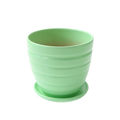 Керамический горшок с подставкой, 1,4л., Д145 Ш145 В130, зеленый фото 1