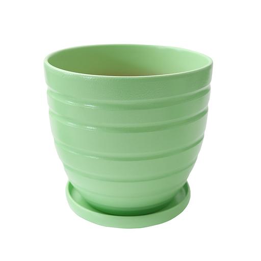 Керамический горшок с подставкой, 4,7л., Д210 Ш210 В200, зеленый фото 1