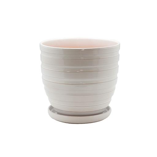 Керамический горшок с подставкой, 4,7л., Д210 Ш210 В200, белый фото 1