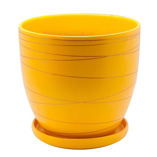 Керамический горшок с подставкой, 4,7л., Д210 Ш210 В200, желтый фото 1