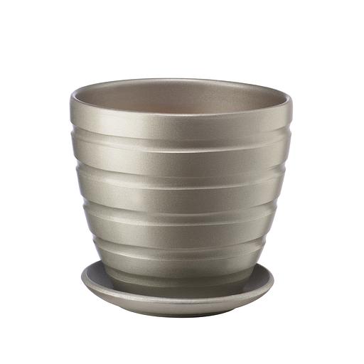 Керамический горшок с подставкой, 2,4л., Д175 Ш175 В165, антрацитовый фото 1