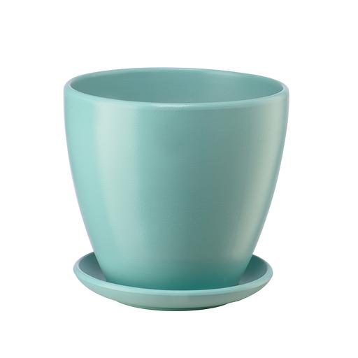 Керамический горшок "Бутон" с подставкой, 4,7л., Д215 Ш215 В200, бирюзовый фото 1