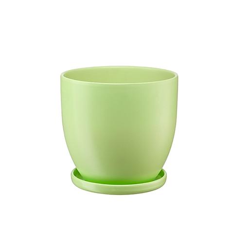 Керамический горшок "Бутон" с подставкой, 4,7л., Д213 Ш213 В200, нежно-салатовый фото 1