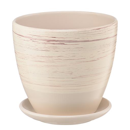 Керамический горшок с подставкой Волна, 1,4л., Д145 Ш145 В130, бежевый фото 1