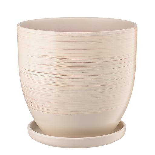 Керамический горшок с подставкой Волна, 4,7л., Д210 Ш210 В200, бежевый фото 1