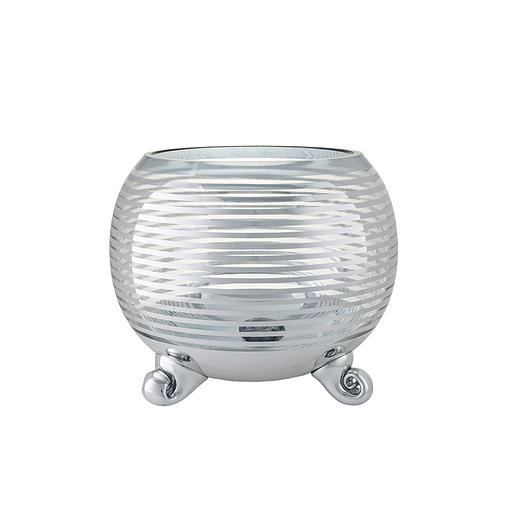 Декоративная ваза-подсвечник из стекла с cеребряным напылением, Д180 Ш180 В150, серебристый фото 1