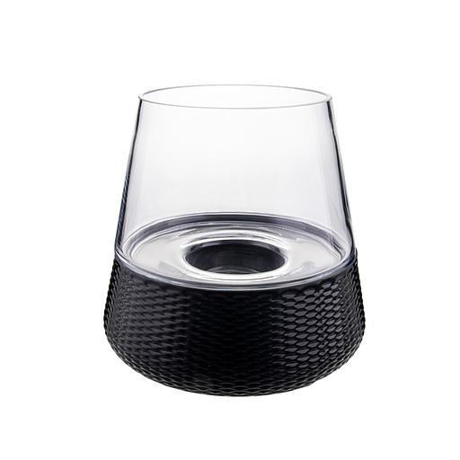 Декоративный подсвечник из цветного стекла, Д200 Ш200 В200, бело-черный фото 1