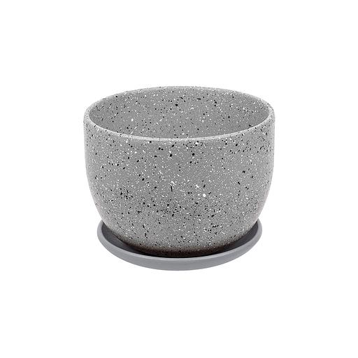 Керамический горшок Терраццо с подставкой, 0,5 л., Д115 Ш115 В105, серый фото 1