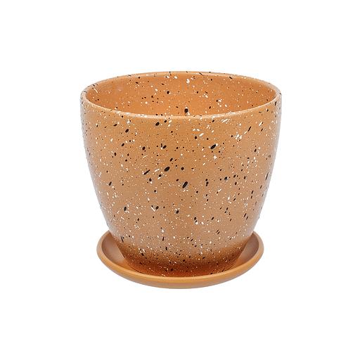 Керамический горшок Терраццо с подставкой, 1,4 л., Д135 Ш135 В130, терракотовый фото 1