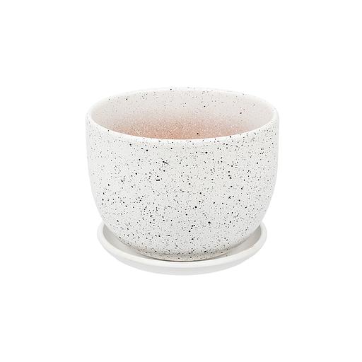 Керамический горшок Терраццо с подставкой, 0,5 л., Д115 Ш115 В105, белый фото 1