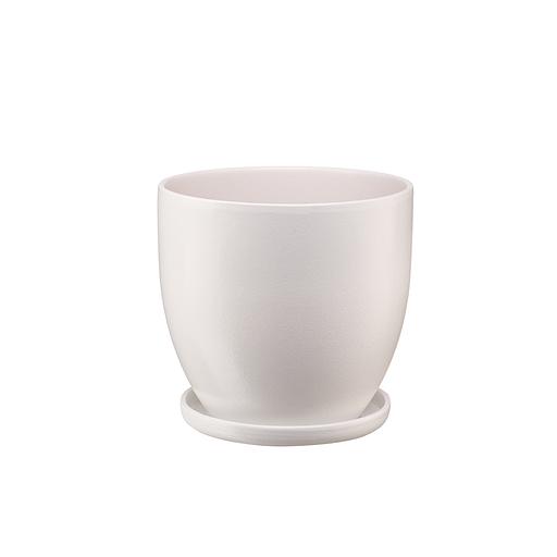 Керамический горшок "Бутон" с подставкой, 4,7л., Д216 Ш216 В195, молочно-белый фото 1