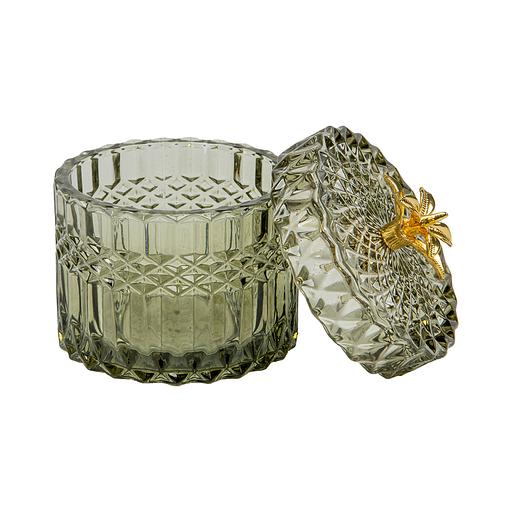 Стеклянная шкатулка, Д90 Ш90 В100, оливковый фото 1