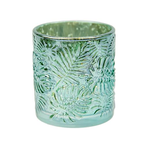 Декоративный стеклянный подсвечник, Д85 Ш85 В100, голубой фото 1