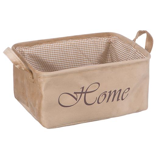 Корзина для хранения "Велюр", Д340 Ш220 В160, бежевый фото 1