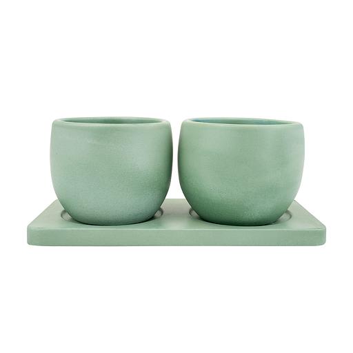 Набор горшков "Дуэт", 0,3л., зеленый фото 1