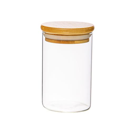 Банка с бамбук.крышкой, Д65 Ш65 В100, 300 мл, прозрачный фото 1