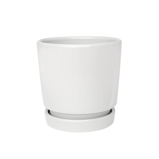 Керамический горшок "Клиф" с подставкой, 0,6л., Д110 Ш110 В110, белый фото 1