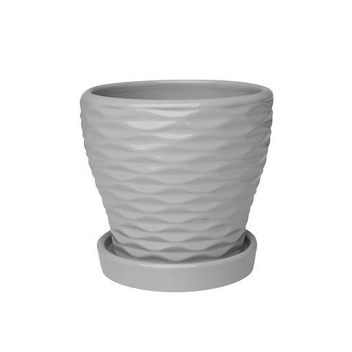 Керамический горшок "Эллипс" с подставкой, 0,55л., Д110 Ш110 В105, серый фото 1