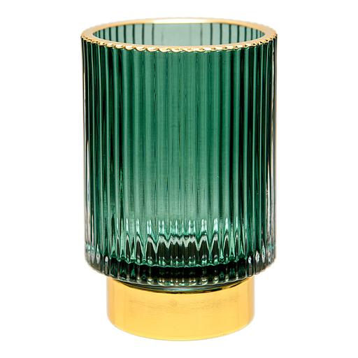 Декоративный подсвечник из цветного рельефного стекла, Д85 Ш85 В130, зеленый фото 1