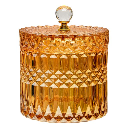 Стеклянная шкатулка с крышкой, Д105 Ш105 В140, бежевый фото 1