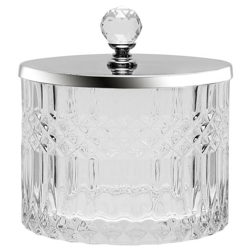 Стеклянная шкатулка с серебряной крышкой, Д105 Ш105 В120, прозрачный фото 1
