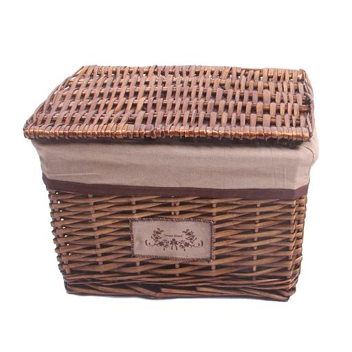 Корзина стеллажная с крышкой "Орех", Д360 Ш260 В250, коричневый фото 1