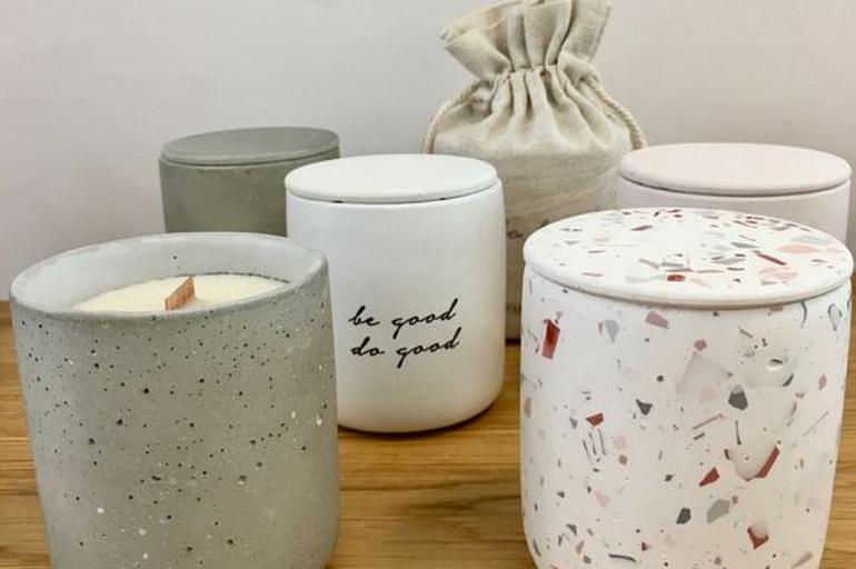 Свеча из кокосового воска Razzo room в гипсовом подсвечнике ОПТ фото 2