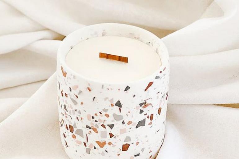 Свеча из соевого воска Razzo room в гипсовом подсвечнике ОПТ фото 2