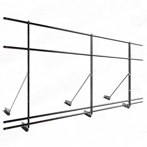 Ограждение декоративное NewLine H-120 см, 3 м, с двумя дополнительными трубами, для фальцевой кровли, чёрный RAL 9005 фото 1