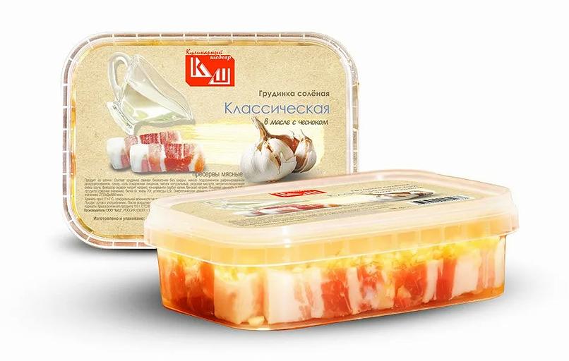 Грудинка солёная без шкуры «Классическая» (в чесночном масле) ОПТ фото 1
