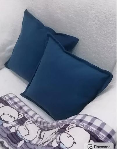 Декоративная подушка на диван 2 шт синий цвет ОПТ фото 1