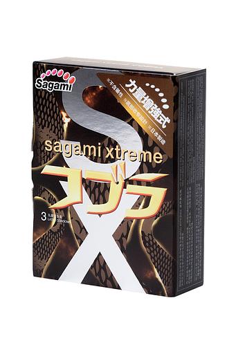 Презервативы SAGAMI Xtreme Cobra 3 шт конусообразные облегающие, опт фото 1